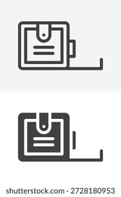 Conjunto de iconos de cinta métrica en diferentes estilos. Icono de línea, contorno y sólido con signo y Vector de trazo editable. Icono de medición para ingeniería.