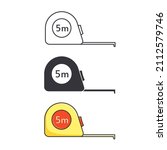 Tape measure icon set. Roulette construction symbol. Tape simple sign.