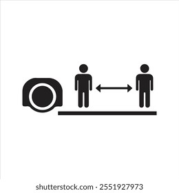 Tape measure icon. Social distance icon