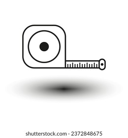 Icono de medida de cinta. Herramienta y regla, signo de ruleta de construcción. Ilustración vectorial. EPS 10.