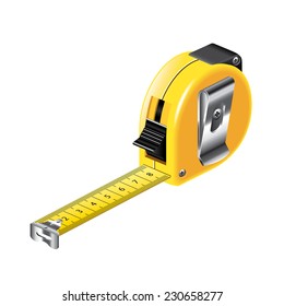 Tape Measure Isolated On White Photo-realistic Vector Illustration