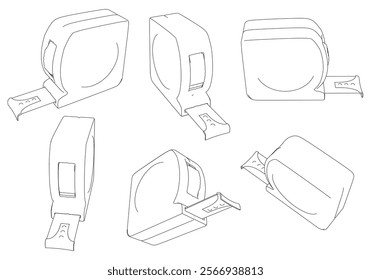 Tape Measure Line Art Vector Illustration on White Background. Accurate and Detailed Design for Construction, DIY, and Professional Use