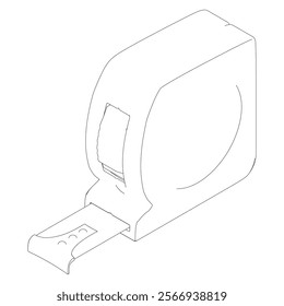 Tape Measure Line Art Vector Illustration on White Background. Accurate and Detailed Design for Construction, DIY, and Professional Use