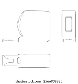 Tape Measure Line Art Vector Illustration on White Background. Accurate and Detailed Design for Construction, DIY, and Professional Use