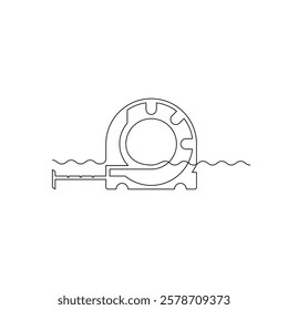 tape measure line icon in continuous line style. line art, one continuous line, simple, hand drawn and sketch concept. for icons, symbols, signs or logos