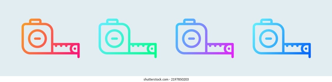 Tape measure line icon in gradient colors. Length scale signs vector illustration.