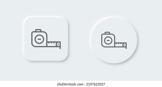 Icono de línea de medida de cinta en estilo de diseño neomórfico. Ilustración vectorial de signos de escala de longitud.