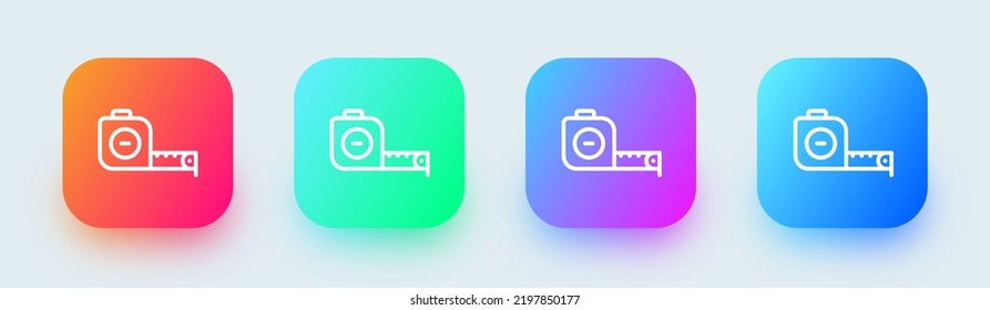 Tape measure line icon in square gradient colors. Length scale signs vector illustration.