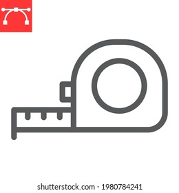 Tape measure line icon, tool and repair, measuring tape vector icon, vector graphics, editable stroke outline sign, eps 10