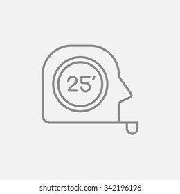 Tape measure line icon for web, mobile and infographics. Vector dark grey icon isolated on light grey background.