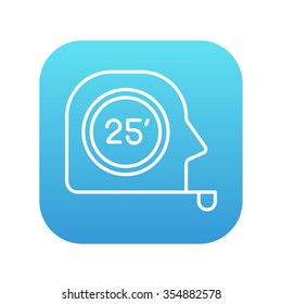 Tape measure line icon for web, mobile and infographics. Vector white icon on the blue gradient square with rounded corners isolated on white background.