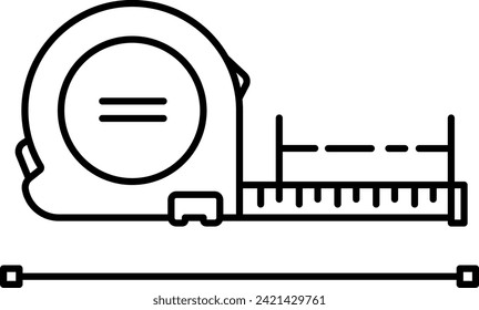 tape measure line vector, side view