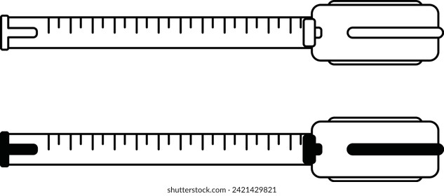 tape measure line vector, top view
