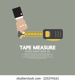 Tape Measure With Man's Hand Vector Illustration