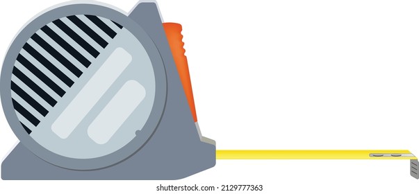 Tape measure or measuring tape isolated vector on white background. The measuring tool is used to measure distance or size. It is like a much longer flexible ruler.