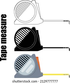 Tape measure or measuring tape isolated vector on white background. The measuring tool is used to measure distance or size. It is like a much longer flexible ruler.