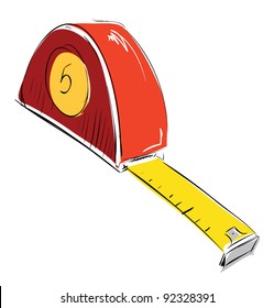 Tape measure meter icon sketch style