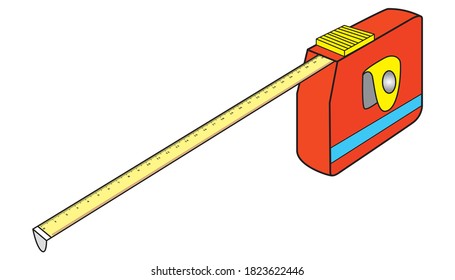 ilustración vectorial del medidor de medida de cinta, aislado en fondo blanco para educación, vista superior