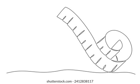 Tape measure One line drawing isolated on white background