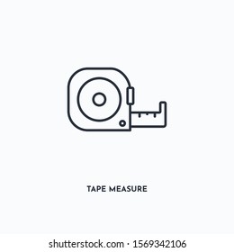 tape measure outline icon. Simple linear element illustration. Isolated line tape measure icon on white background. Thin stroke sign can be used for web, mobile and UI.