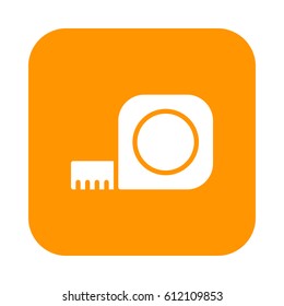 Tape measure roll flat icon, filled vector sign, colorful pictogram on rounded square button isolated on white. Symbol, logo illustration. Flat design, pixel perfect