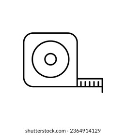 Tape Measure Roll line icon, linear style flat illustration on white background..eps
