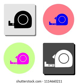 Tape measure roulette. simple flat vector icon illustration on four different color backgrounds