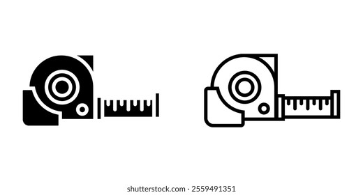 Tape measure set icon on white background