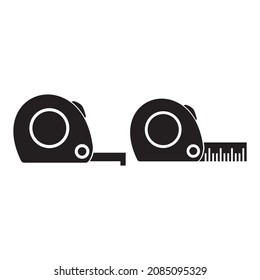 Tape measure set icon. Roulette construction symbol