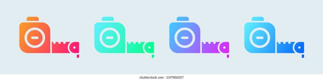 Tape measure solid icon in gradient colors. Length scale signs vector illustration.