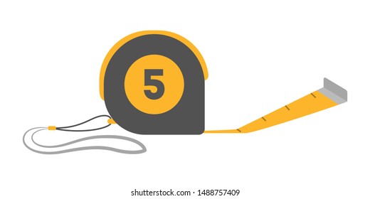 Tape measure tool. Simple equipment for house renovation, centimeter. Isolated vector illustration in flat style