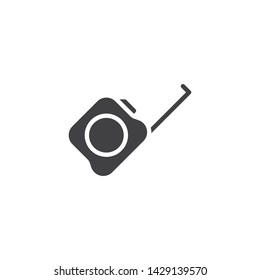 Tape measure vector icon. filled flat sign for mobile concept and web design. Measuring tape glyph icon. Roulette construction symbol, logo illustration. Vector graphics