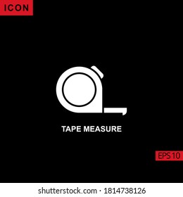 Tape Measure vector icon on black background. Illustration flat icon for graphic, print media interfaces and web design.
