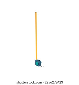 Tape measure vector illustration. Cartoon drawing of instrument and workbench for carpentry work on white background. Carpentry, renovation, professions concept