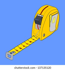 Tape measure vector isolated on blue background
