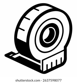 tape measure vector line art icon  black and white
