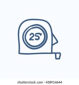 Tape measure vector sketch icon isolated on background. Hand drawn Tape measure icon. Tape measure sketch icon for infographic, website or app.