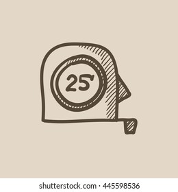 Tape measure vector sketch icon isolated on background. Hand drawn Tape measure icon. Tape measure sketch icon for infographic, website or app.