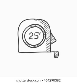 Tape measure vector sketch icon isolated on background. Hand drawn Tape measure icon. Tape measure sketch icon for infographic, website or app.