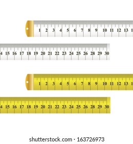Tape Measure Vector, yellow and white, centimeters and millimeters