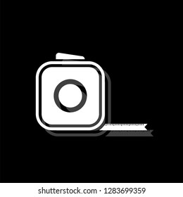 Tape measure. White flat simple icon with shadow