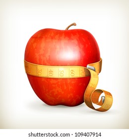 Tape measurement and apple, vector