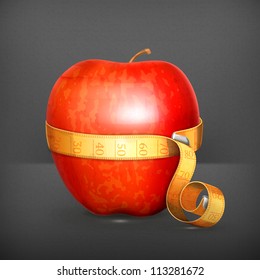 Tape measurement and apple vector