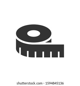 Tape measurement black icon on white background