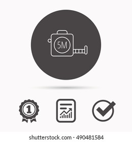 Tape measurement icon. Roll ruler sign.