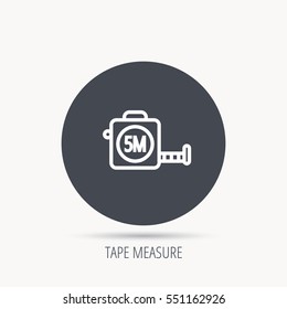 Tape measurement icon. Roll ruler sign. Round web button with flat icon. Vector