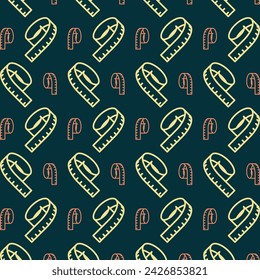Tape measurement trendy repeating pattern blue background vector illustration