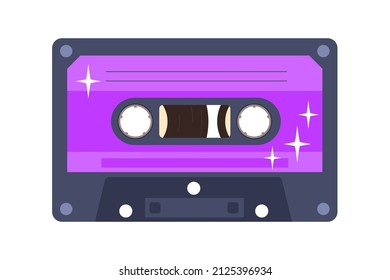 Tape music cassette. Vector illustration of a retro audio cassette on a white background. Flat style front side.