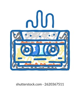 tape with music doodle icon sketch vector. tape with music sign. isolated symbol illustration