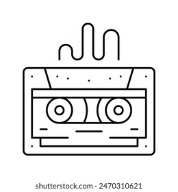 tape with music line icon vector. tape with music sign. isolated contour symbol black illustration